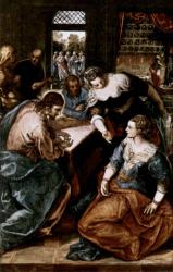 Tintoretto (Jacopo Robusti): Jézus Márta és Mária házában (Alte Pinakothek, München) 